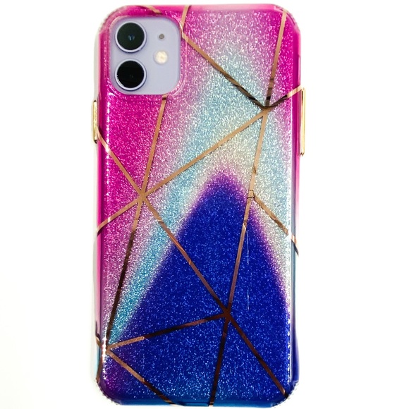 iPhone 11 Pro Max Glitter Ombré Geometric Case - Picture 4 of 6
